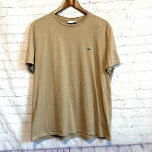Lacoste Men's 100% Pima Cotton T-Shirt Tan Beige Size XXL Regular Fit Logo